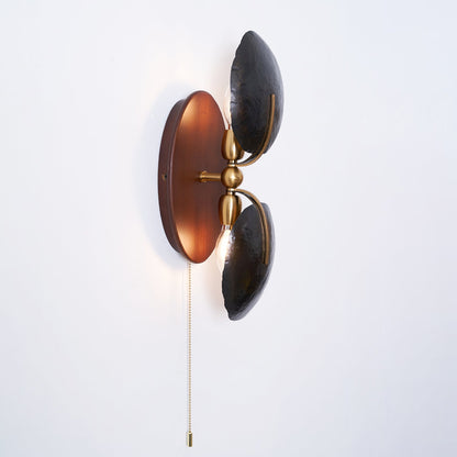Eventail Walnut Wood Fan Wall Sconce