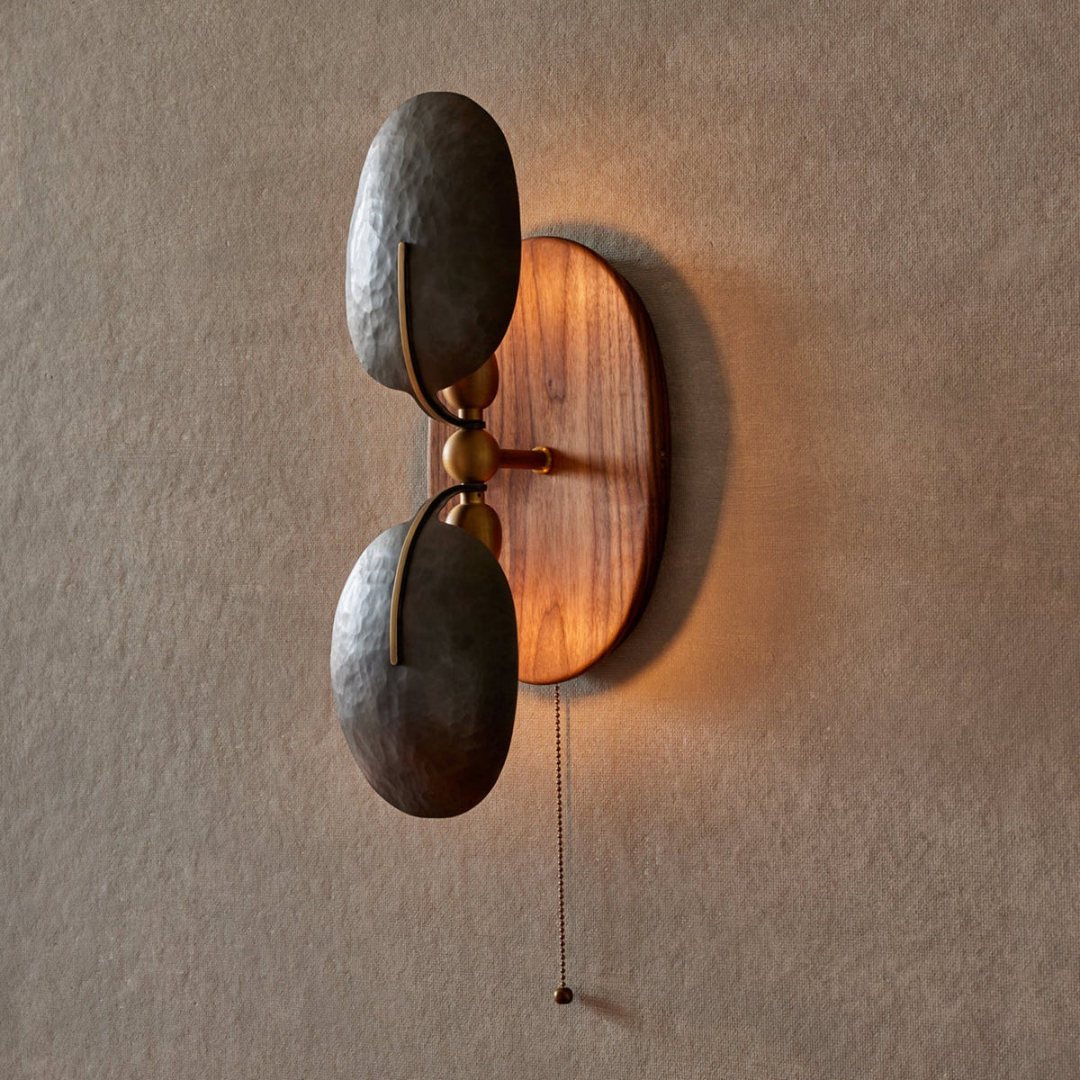 Eventail Walnut Wood Fan Wall Sconce