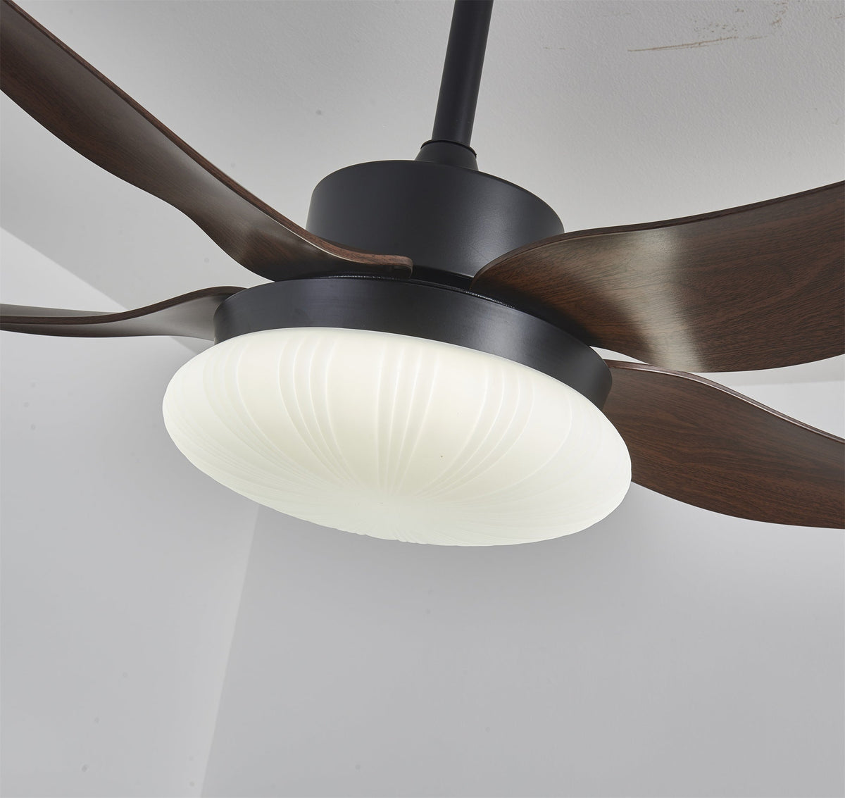 Belline Walnut Palm Blade LED Ceiling Fan Light