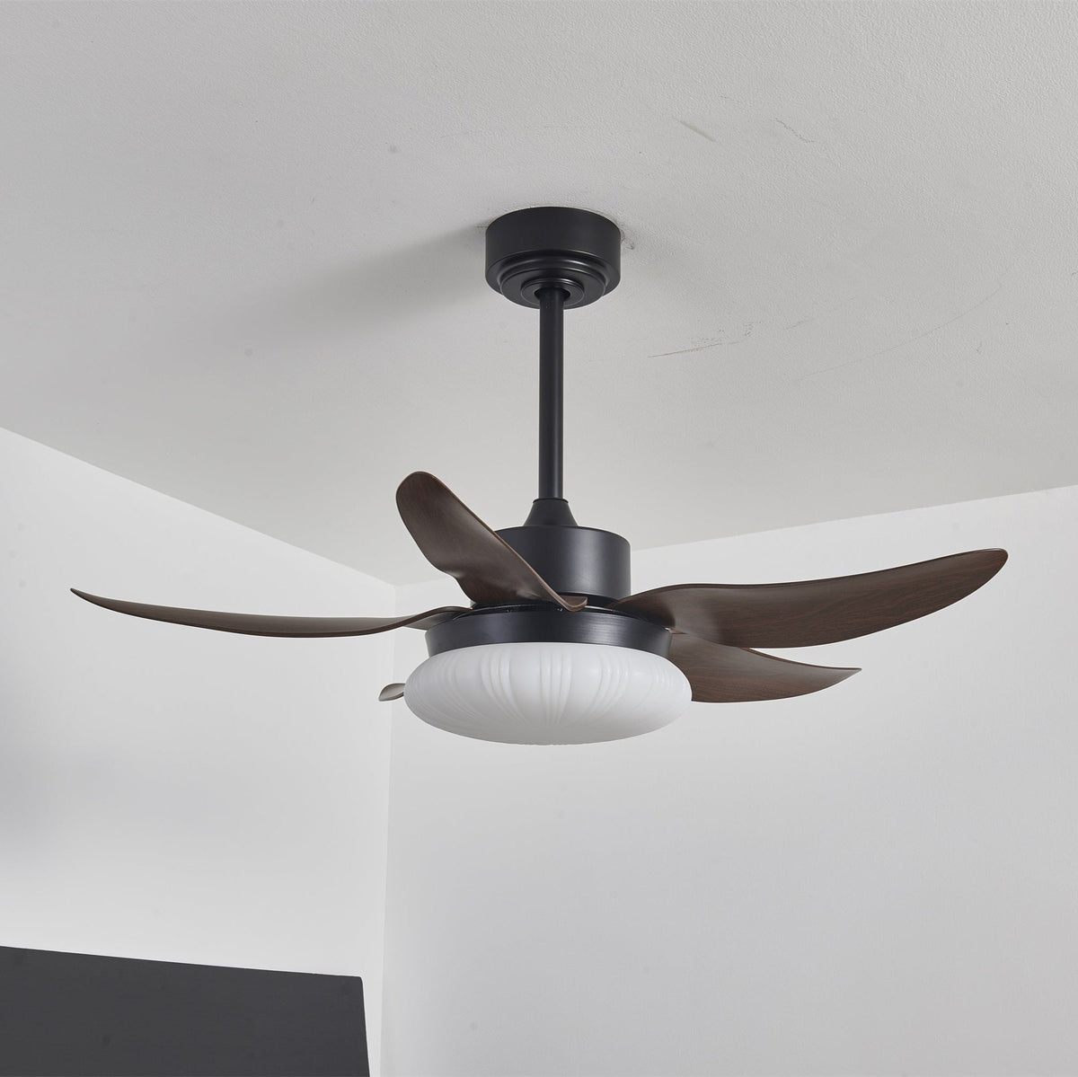 Belline Walnut Palm Blade LED Ceiling Fan Light