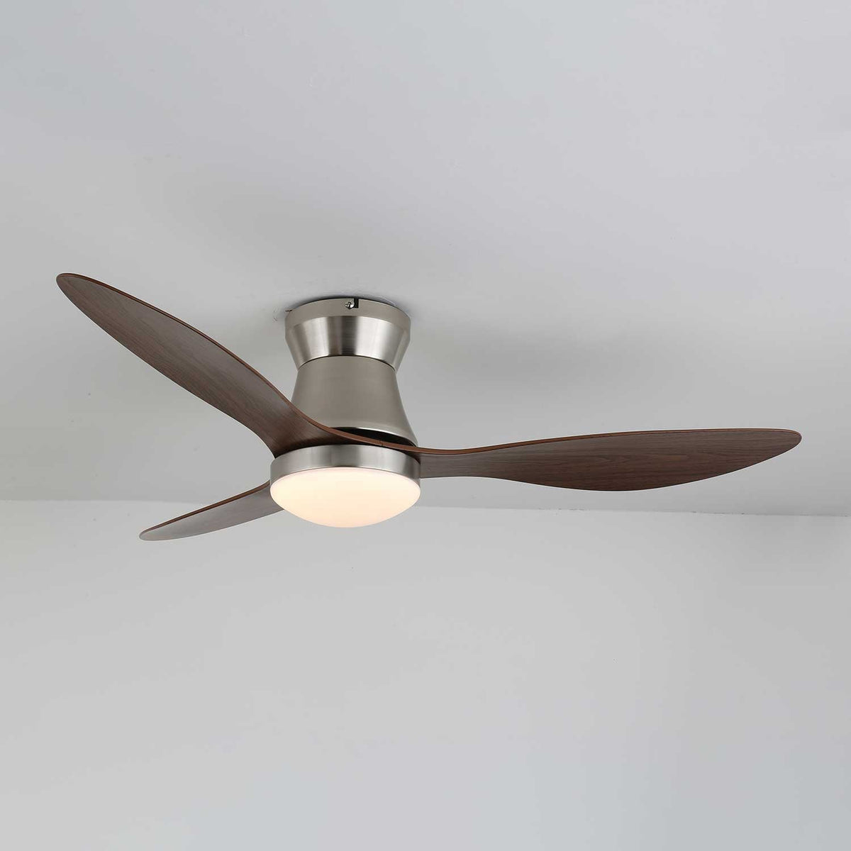 Dorae 42 Inch Walnut and Nickel LED Ceiling Fan Light