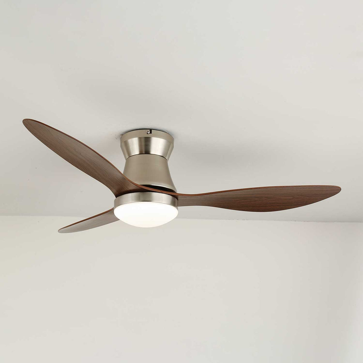 Dorae 42 Inch Walnut and Nickel LED Ceiling Fan Light