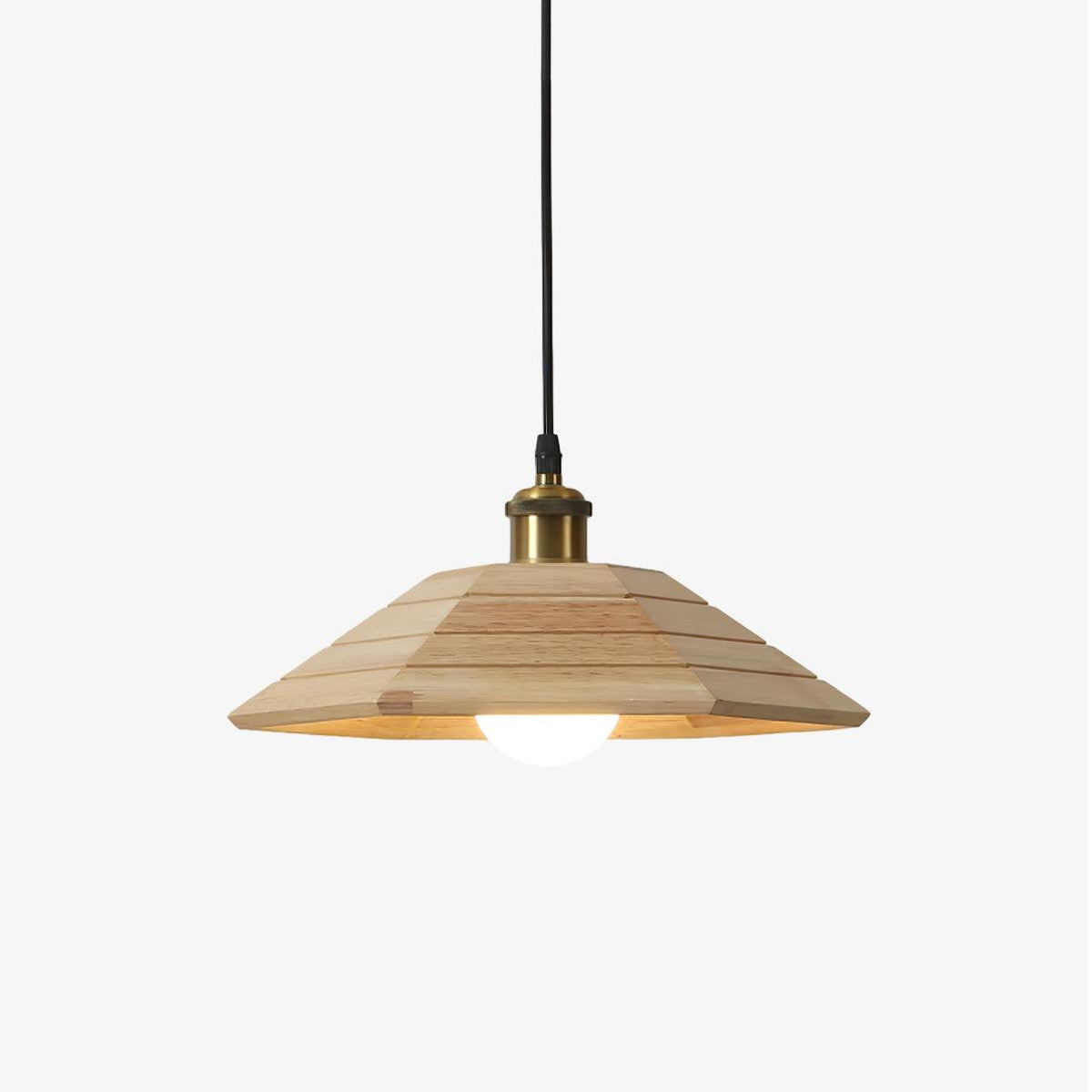 Vespera Umbrella Wood and Gold Pendant Light