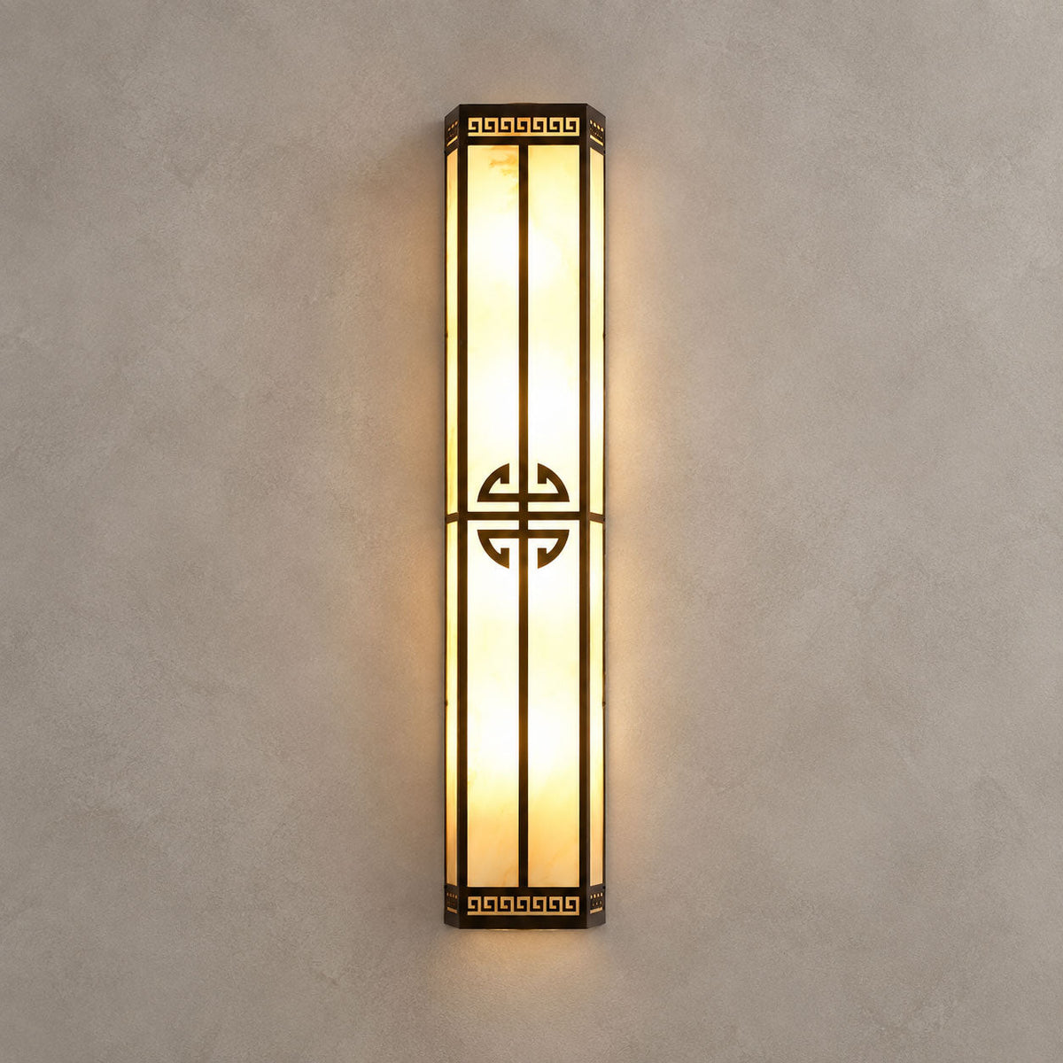Wrenna Tall Alabaster Outdoor LED Wall Light