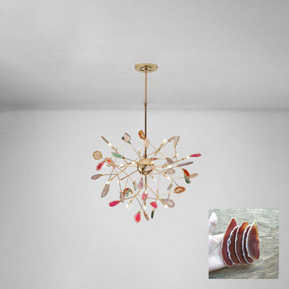 Calliste Natural Agate Rose Gold Branch Chandelier