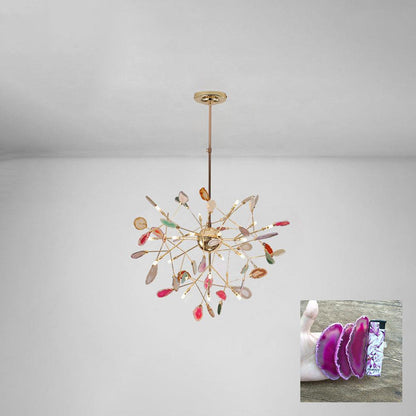 Calliste Natural Agate Rose Gold Branch Chandelier