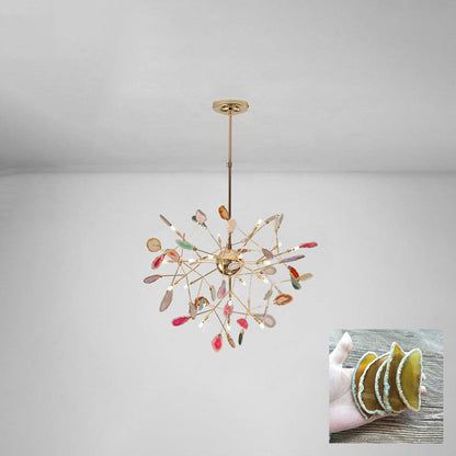 Calliste Natural Agate Rose Gold Branch Chandelier