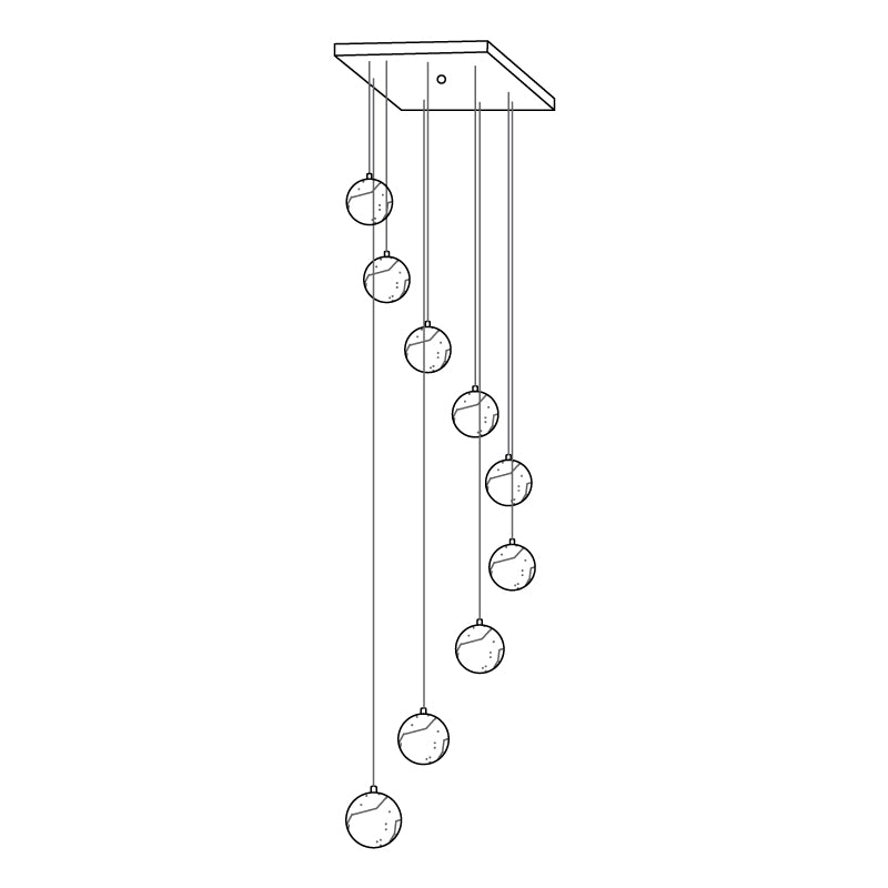 Amadine Alabaster Sphere Cluster Staircase Chandelier