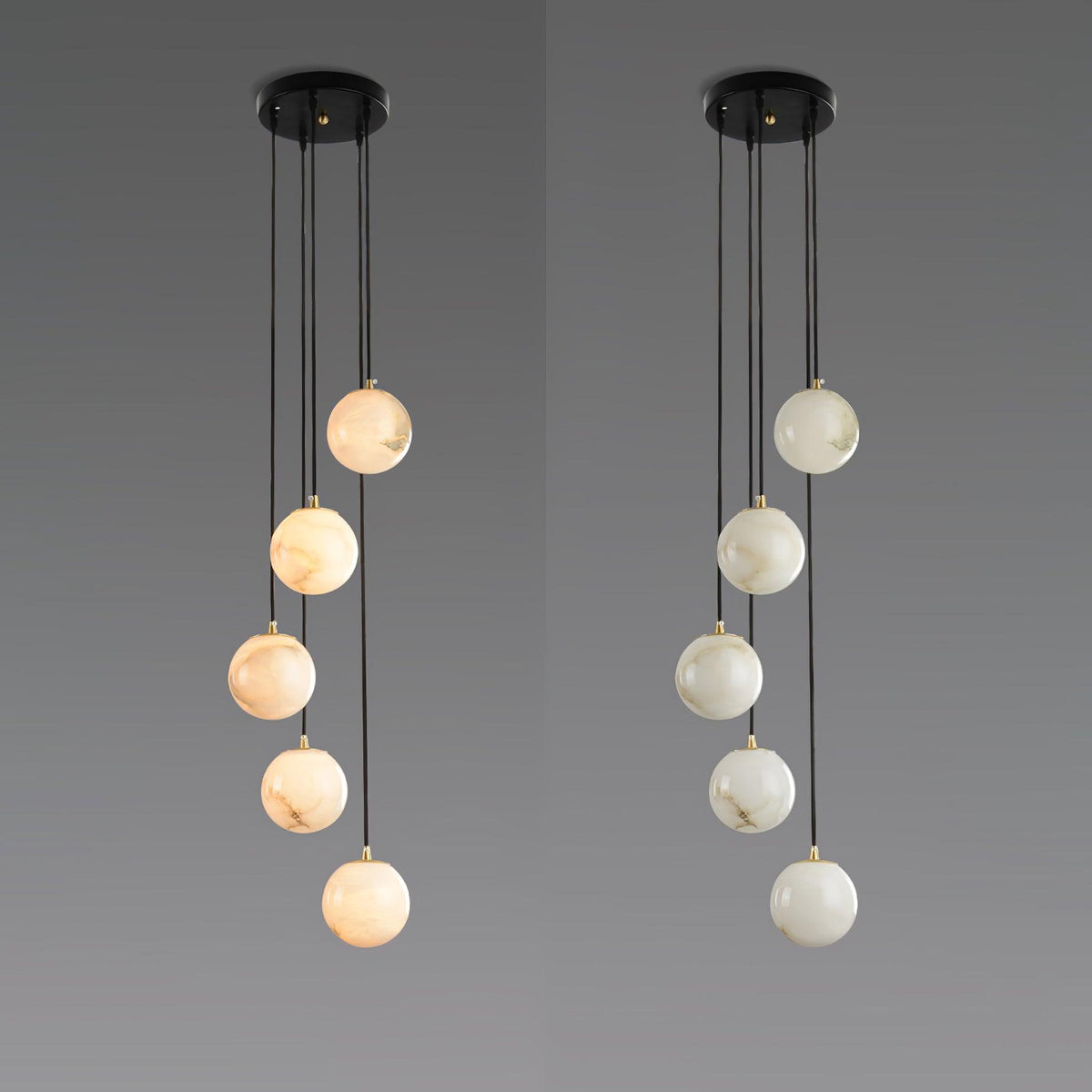 Amadine Alabaster Sphere Cluster Staircase Chandelier