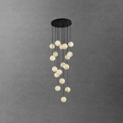 Amadine Alabaster Sphere Cluster Staircase Chandelier