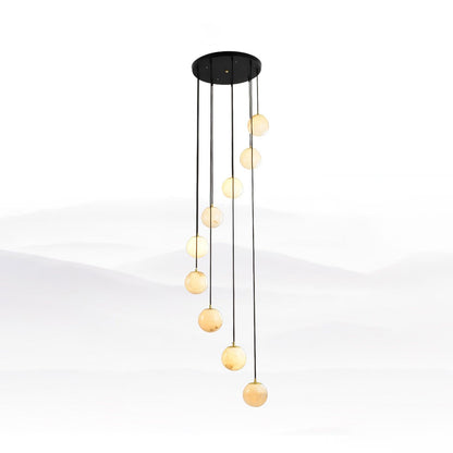 Amadine Alabaster Sphere Cluster Staircase Chandelier