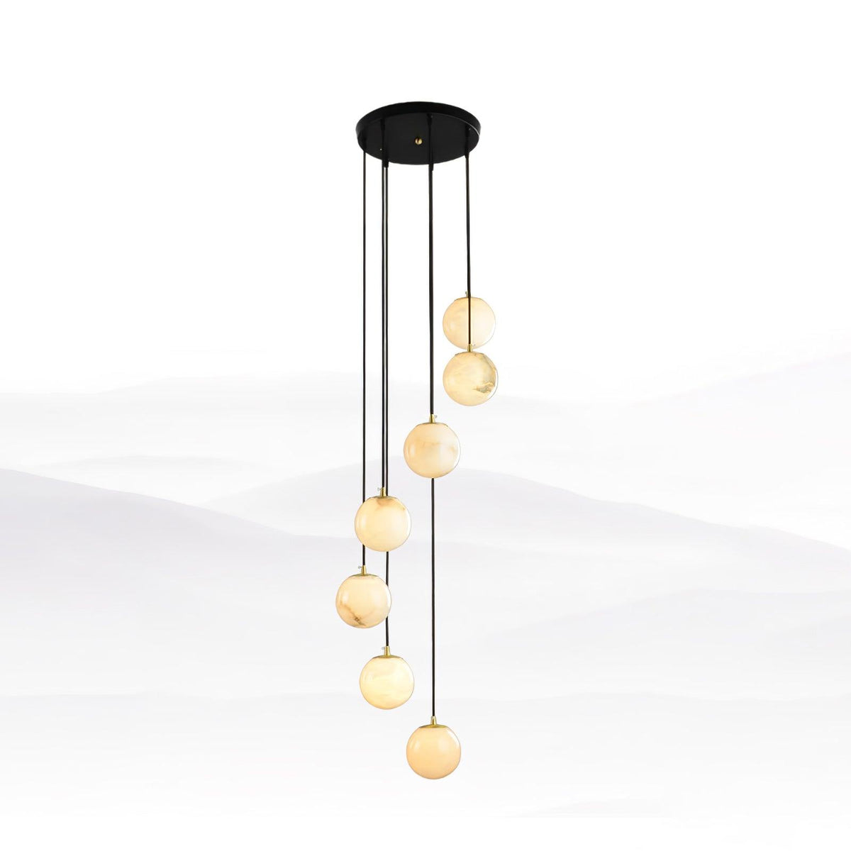 Amadine Alabaster Sphere Cluster Staircase Chandelier