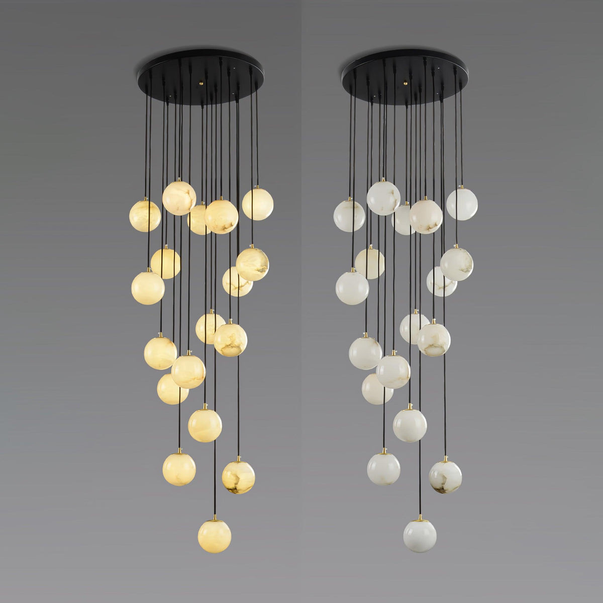 Amadine Alabaster Sphere Cluster Staircase Chandelier