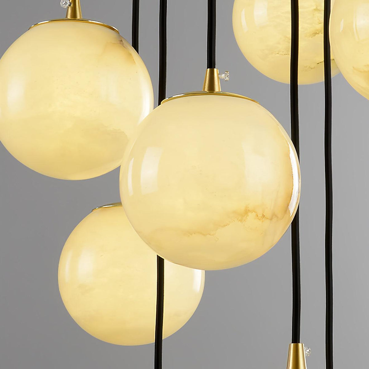 Amadine Alabaster Sphere Cluster Staircase Chandelier