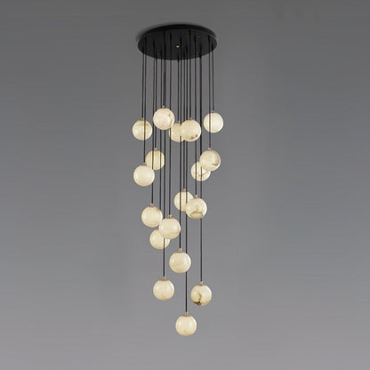 Amadine Alabaster Sphere Cluster Staircase Chandelier