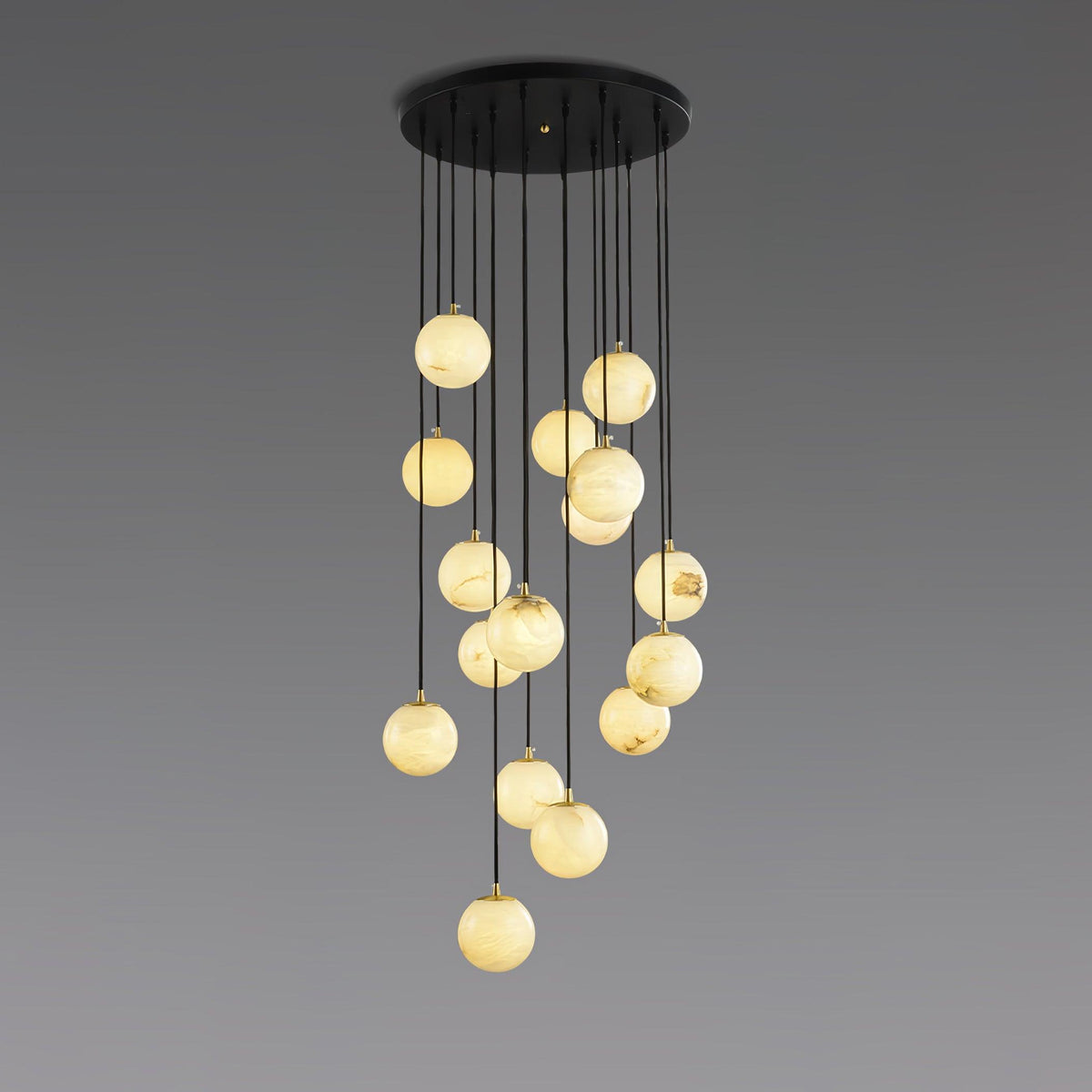 Amadine Alabaster Sphere Cluster Staircase Chandelier