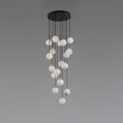 Amadine Alabaster Sphere Cluster Staircase Chandelier