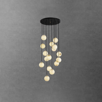 Amadine Alabaster Sphere Cluster Staircase Chandelier