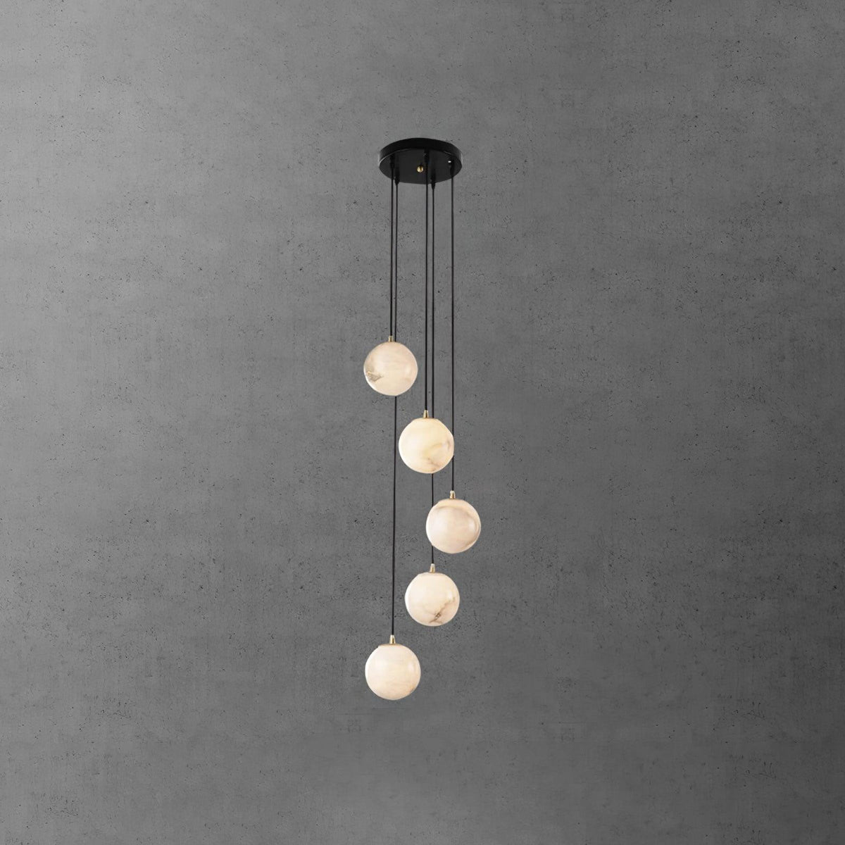 Amadine Alabaster Sphere Cluster Staircase Chandelier