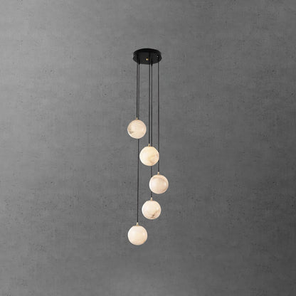 Amadine Alabaster Sphere Cluster Staircase Chandelier