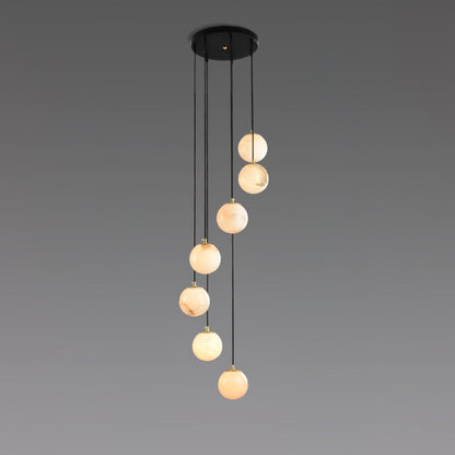 Amadine Alabaster Sphere Cluster Staircase Chandelier