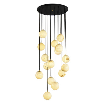 Amadine Alabaster Sphere Cluster Staircase Chandelier