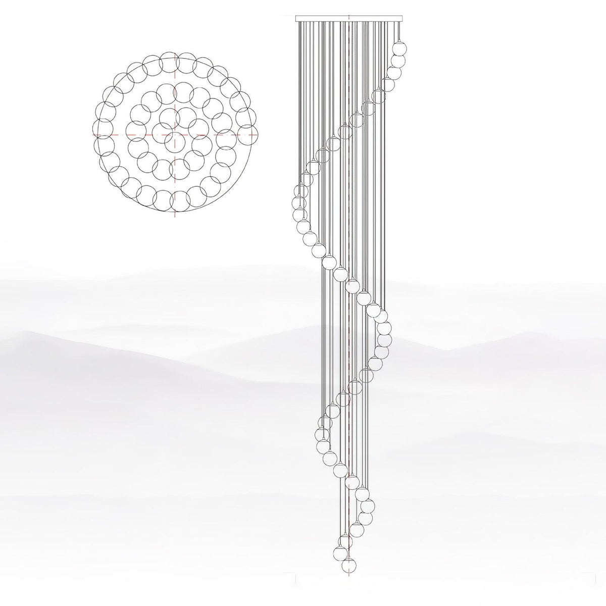 Amadine Alabaster Sphere Cluster Staircase Chandelier