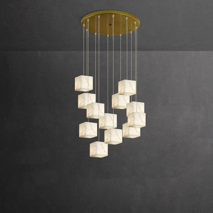 Arelia Alabaster Cube Cluster Pendant Light