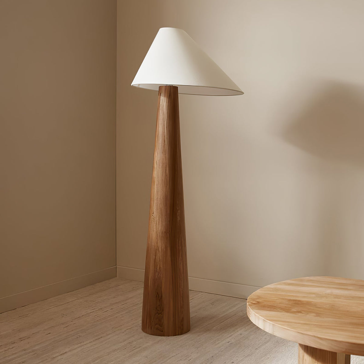 Ursule Organic Wood Floor Lamp with Linen Shade
