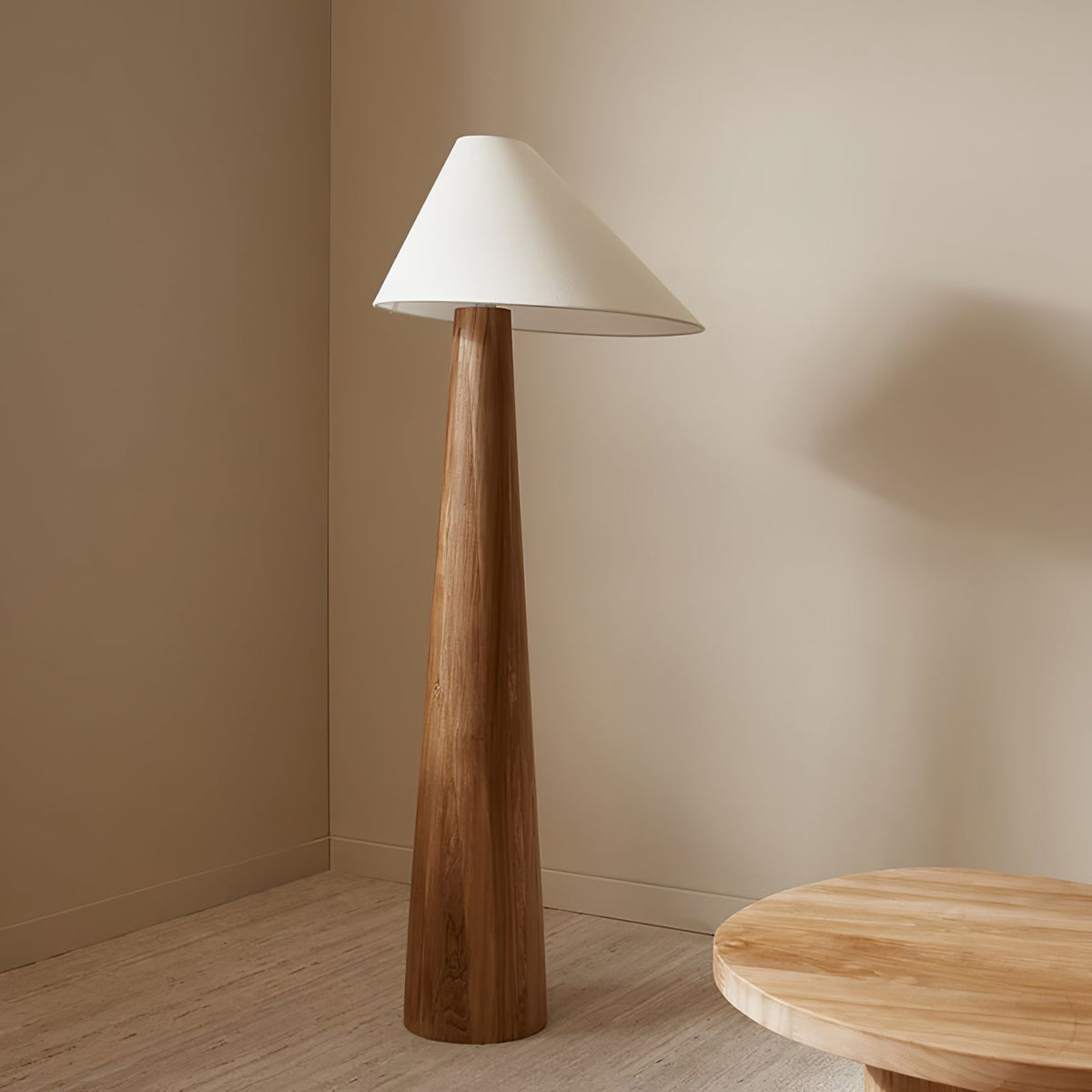 Ursule Organic Wood Floor Lamp with Linen Shade
