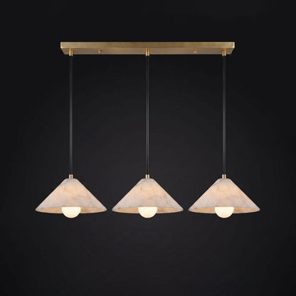 Zephyrine Alabaster Cone Brass Pendant Light