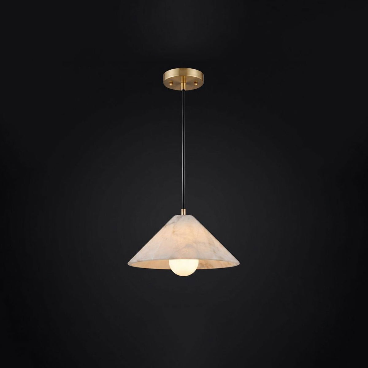 Zephyrine Alabaster Cone Brass Pendant Light