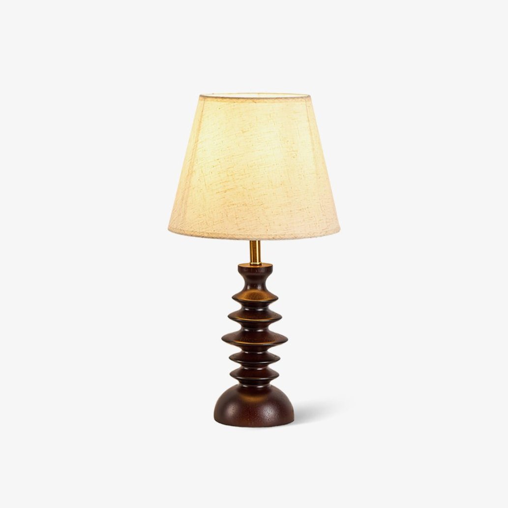 Wendell Walnut Wood Linen Shade Table Lamp