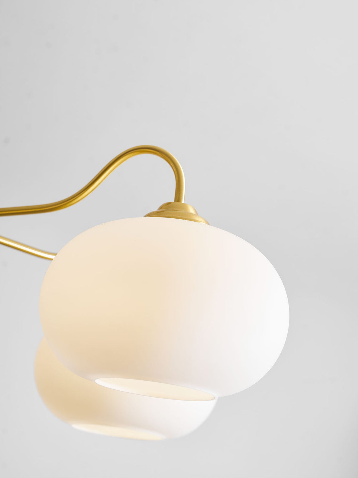 Kaki Brass and Wood Chandelier