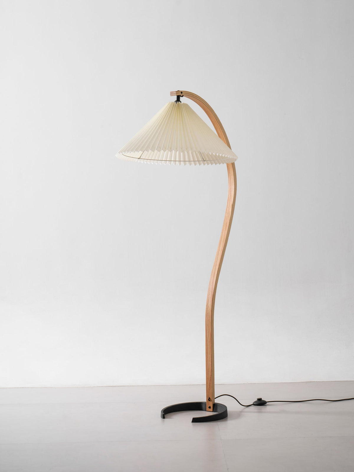 Caprani Beech Wood Linen Floor Lamp