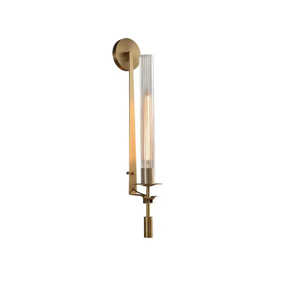 Odalys Brass Ribbed Glass Wall Sconce