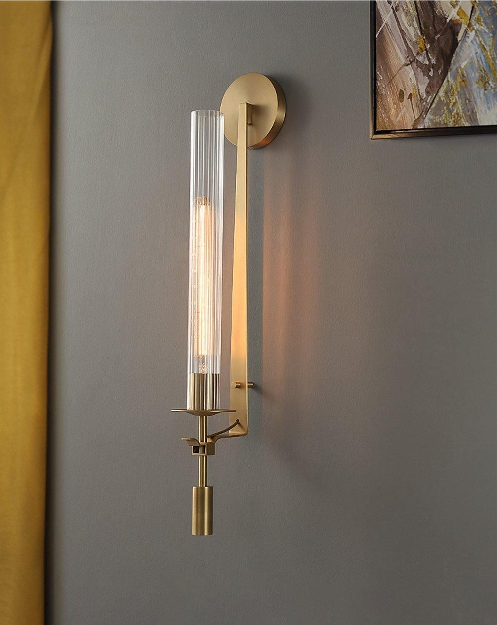 Odalys Brass Ribbed Glass Wall Sconce
