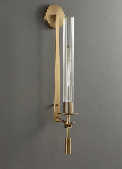 Odalys Brass Ribbed Glass Wall Sconce