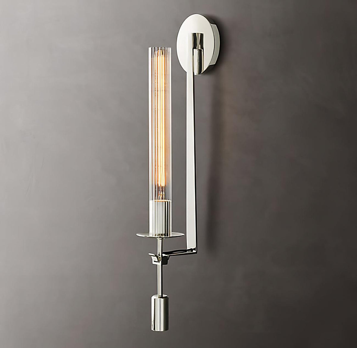 Odalys Brass Ribbed Glass Wall Sconce