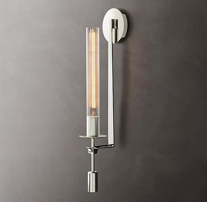 Odalys Brass Ribbed Glass Wall Sconce