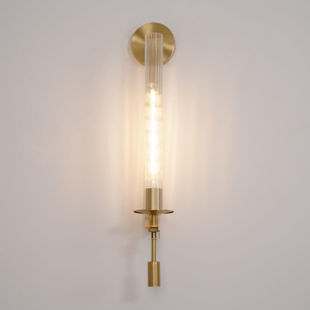 Odalys Brass Ribbed Glass Wall Sconce