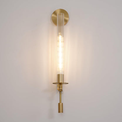 Odalys Brass Ribbed Glass Wall Sconce