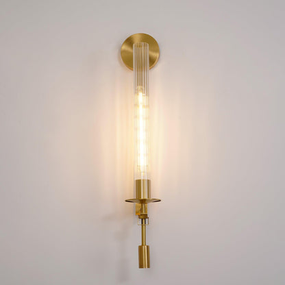 Odalys Brass Ribbed Glass Wall Sconce