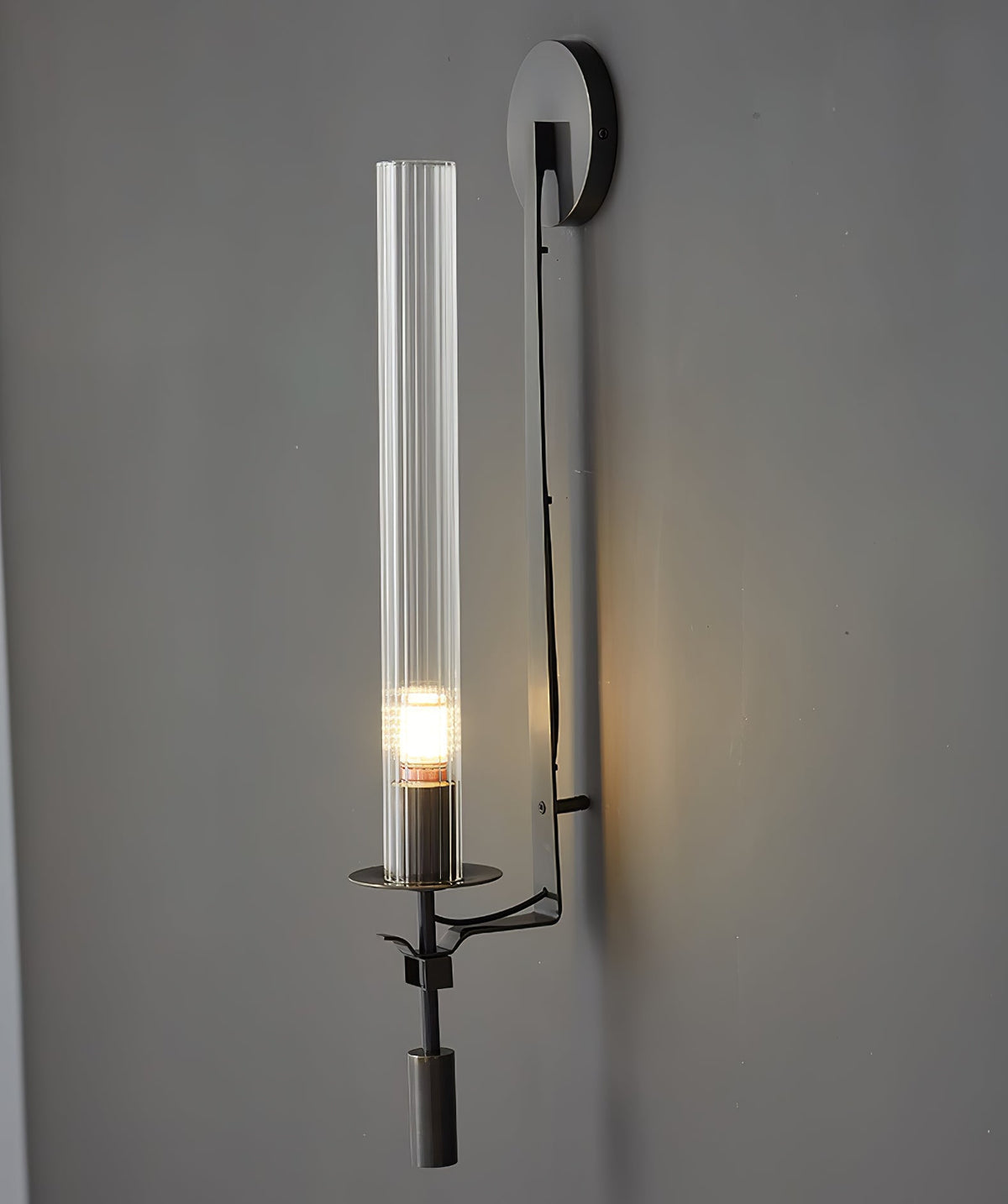 Odalys Brass Ribbed Glass Wall Sconce