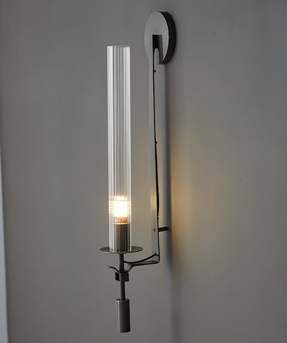 Odalys Brass Ribbed Glass Wall Sconce