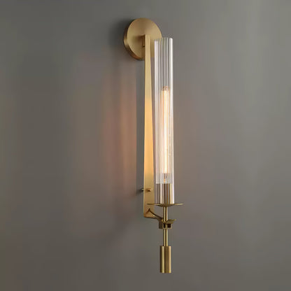 Odalys Brass Ribbed Glass Wall Sconce