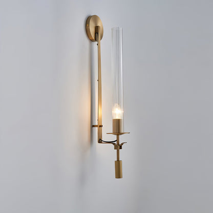 Odalys Brass Ribbed Glass Wall Sconce