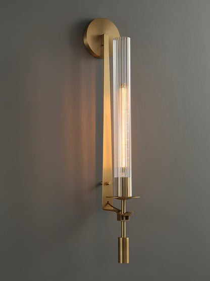 Odalys Brass Ribbed Glass Wall Sconce