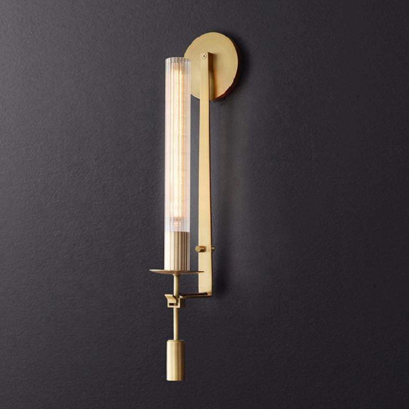 Odalys Brass Ribbed Glass Wall Sconce