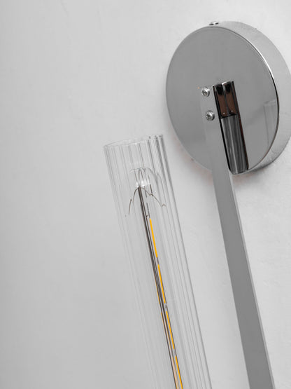 Odalys Brass Ribbed Glass Wall Sconce